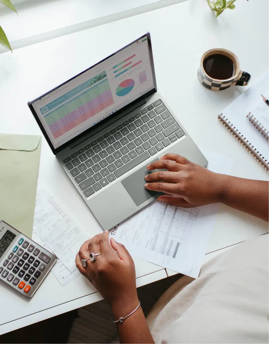 Photo of woman working on accounting